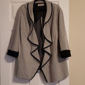 Sonoma Ruffle-Front Polka Dot Blazer Jacket - Black & White